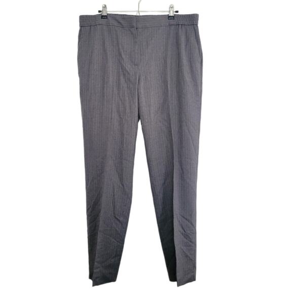 Talbots gray pink striped pants, size 12, elastic waist, pockets - Picture 1 of 7